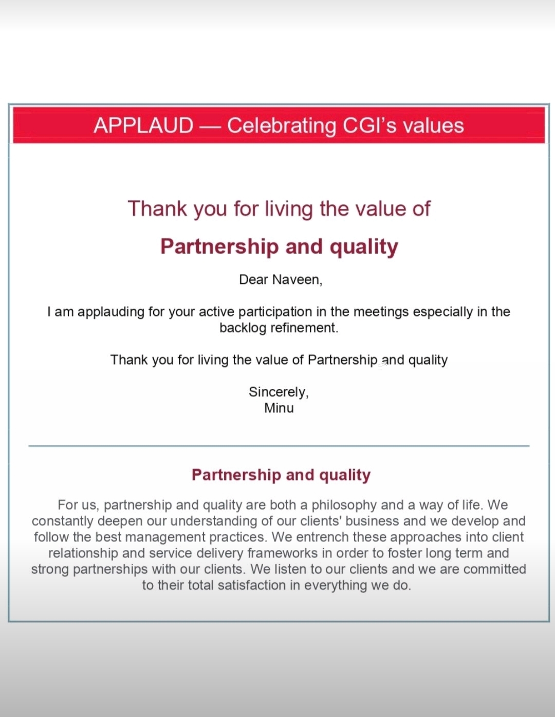 Championing Partnership and Quality