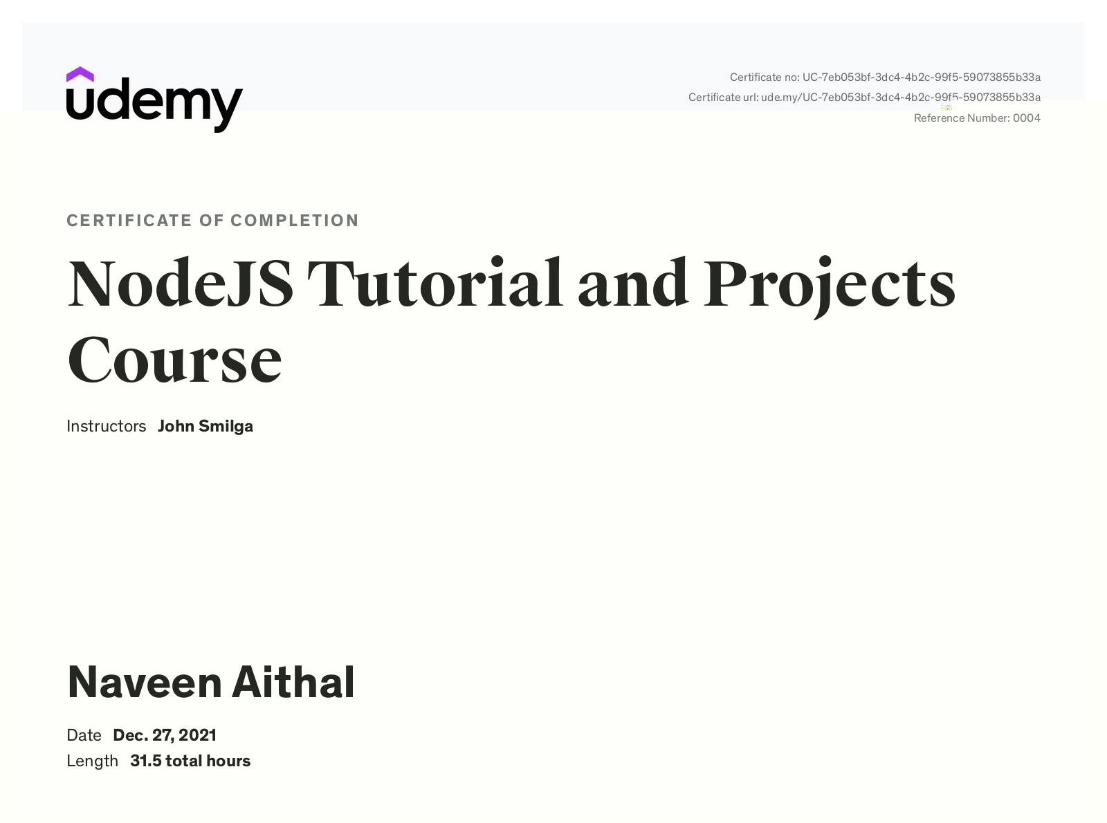 Nodejs Certification